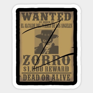 Wanted: Zorro Sticker